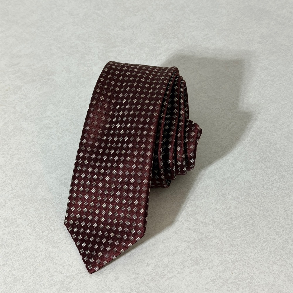 Canali 1934 Mens Silk Tie Burgundy Red Geometric‎ Diamond Made in Italy Luxury